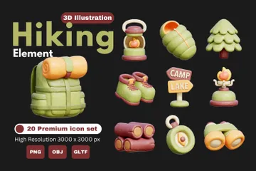 Hiking Element 3D Icon Pack