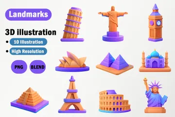 Puntos de referencia Paquete de Icon 3D