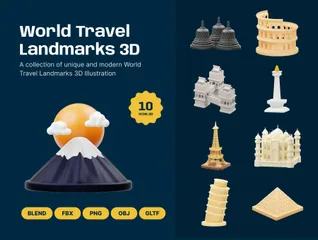 Puntos de referencia de viajes mundiales Paquete de Icon 3D