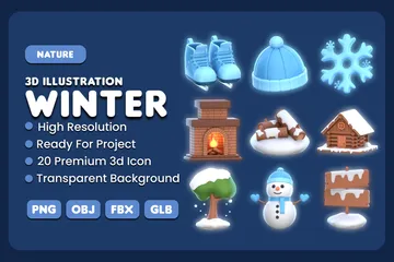 hiver Illustration 3D Pack