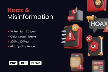 Hoax And Misinformation 3D Icon Pack