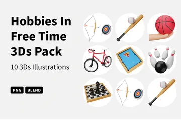 Hobbies In Free Time 3D Icon Pack