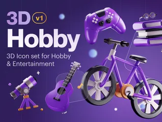 Hobby And Entertainment 3D Icon Pack