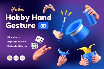 Hobby Hand Gesture 3D Icon Pack