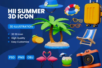 Hola Verano Paquete de Icon 3D