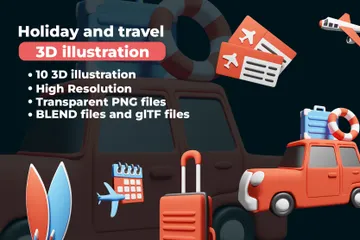 Holiday And Travel 3D Icon Pack