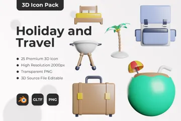 Holiday And Travel 3D Icon Pack