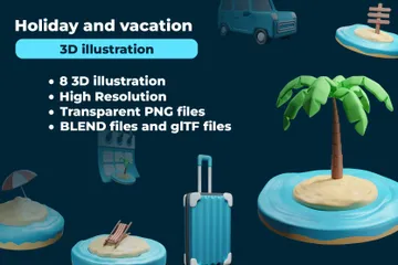 Holiday And Vacation 3D Icon Pack