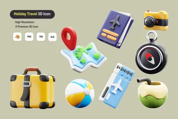 Holiday Travel 3D Icon Pack