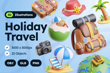 휴가 여행 3D Icon 팩