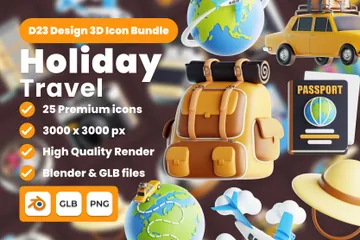 Holiday Travel 3D Icon Pack