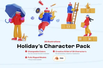 Holiday's Character 3D Illustration Pack