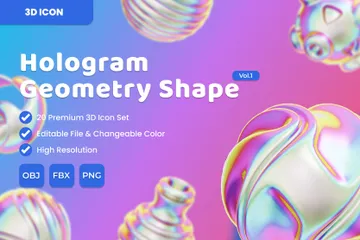 Hologram Geometry Abstract Shape Vol.1 3D Icon Pack