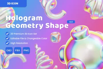 Hologram Geometry Abstract Shape Vol.2 3D Icon Pack