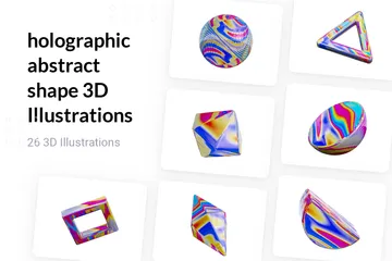 ホログラフィック抽象形状 3D Illustrationパック
