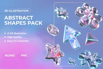 Holographic Abstract Shapes 3D Icon Pack