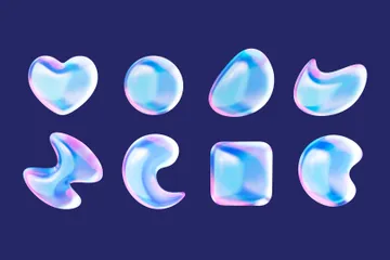 Holographic Liquid Forms 3D Icon Pack