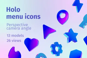 Holographic Menu 3D Icon Pack