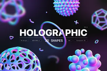 Holographic Shapes Collection 3D Icon Pack