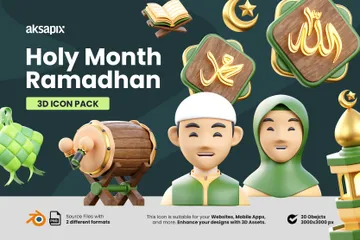 Holy Month Ramadan 3D Illustration Pack