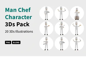 Hombre Chef Carácter Paquete de Illustration 3D