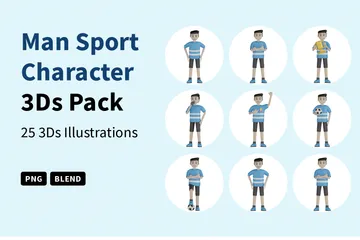 Hombre deporte personaje Paquete de Illustration 3D