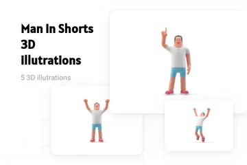 Hombre en pantalones cortos Paquete de Illustration 3D