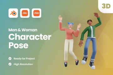 Personaje de hombre y mujer. Paquete de Illustration 3D