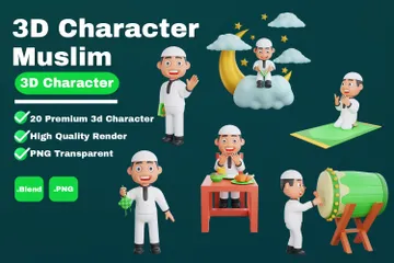 Hombre musulmán Paquete de Illustration 3D