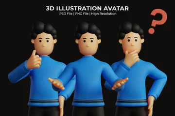 Hombre pensando en una idea Paquete de Illustration 3D