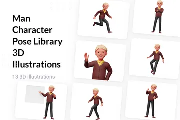 Biblioteca de pose de personaje de hombre Paquete de Illustration 3D