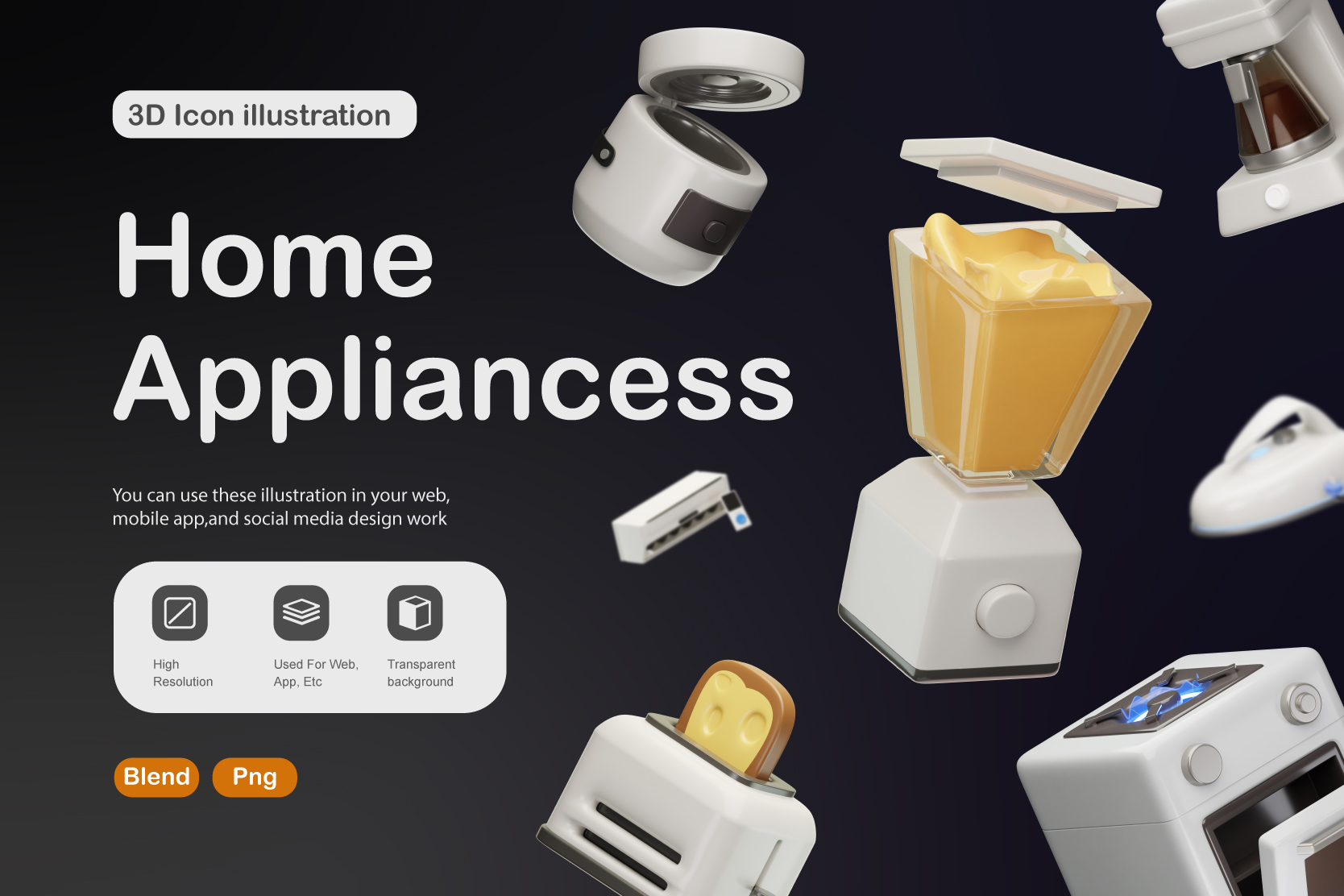 Home Appliances 3D Illustration Pack - 12 Free Download Appliances 3D ...