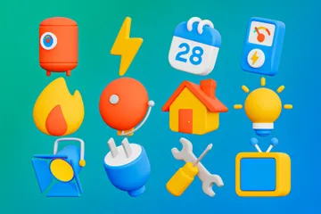 Home Energy & Safety Icons 3D Icon Pack