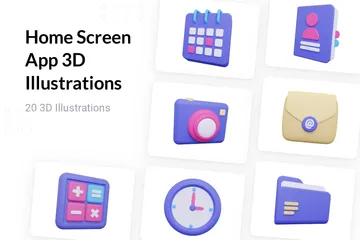 Home Screen App 3D Illustration Pack
