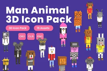 Homem Animal Pacote de Icon 3D