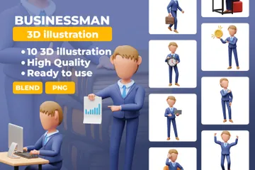 Personagem de empresário 3D Illustration Pack