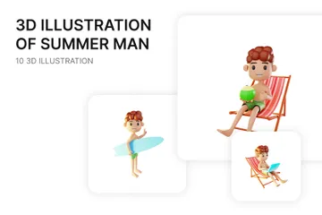 Homem de verão Pacote de Illustration 3D