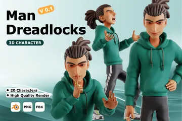 Dreadlocks masculinos Pacote de Illustration 3D