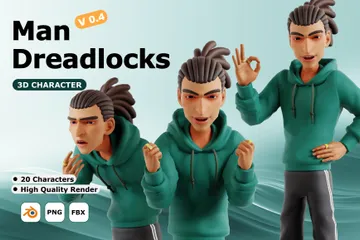 Dreadlocks masculinos Pacote de Illustration 3D