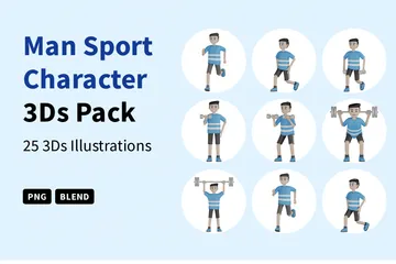 Personagem de esporte masculino Pacote de Illustration 3D