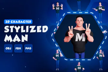 Homem Estilizado - Corpo Inteiro Pacote de Illustration 3D