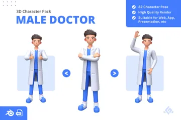 Médico Masculino Pacote de Illustration 3D