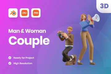 Casal homem e mulher Pacote de Illustration 3D