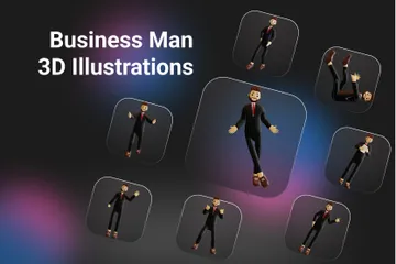 Homme d'affaires avec costume et cravate Pack 3D Illustration