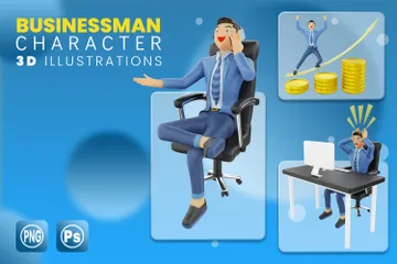 Caractère d'homme d'affaires Pack 3D Illustration