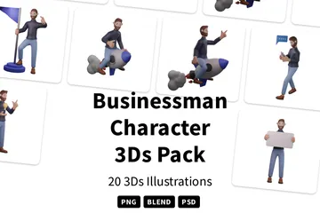 Caractère d'homme d'affaires Pack 3D Illustration