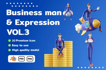 Expression de personnage d'homme d'affaires Vol.3 3D Illustration Pack