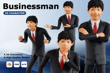 Bibliothèque de poses de personnages d'hommes d'affaires Pack 3D Illustration