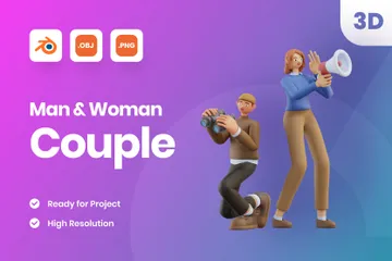 Couple homme & femme Pack 3D Illustration