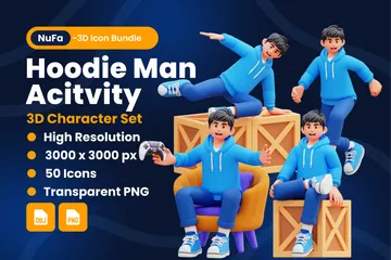 Hoodie Man Activity 3D Illustration Pack